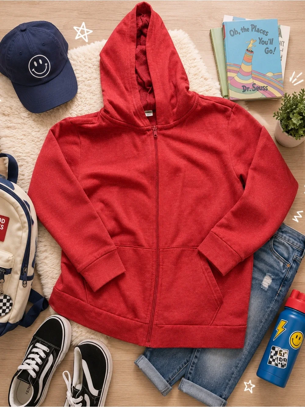 Old Navy Kids Red Full Zip Hoodie Sweatshirt XL (14-16) Soft Lightweight Jacket
